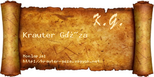 Krauter Géza névjegykártya